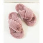 サンダル もこもこ クロス スライダー サンダル レディース