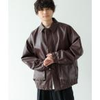 ブルゾン アウター SYNTHETIC LEATHER TRACK JACKET/シンセティックレザー/トラックジャケット メンズ