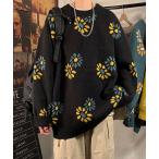 ショッピング花柄 セーター ニット 「BENDER TOKYO」花柄 デイジー ジャガード ルーズニット プルオーバー メンズ レディース