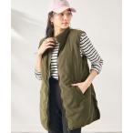 ベスト ジレ スタンド衿デザインノンキルト中わたベスト レディース