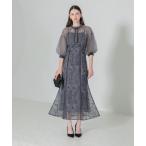 ドレス 「LEJA」リボン付きパフスリーブシアーボレロ刺繍レースマーメイドシルエットキャミワンピースセットアップ 2点セット 美脚効果ドレス 結婚式