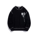 トレーナー スウェット HOOK -original- ゼブラ模様ハートパッチ飾りステッチスウェット メンズ レディース