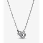 ショッピングネックレス ネックレス Pandora Signature シルバー ダブルサークル パヴェ ペンダント ネックレス レディース