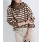 ニット セーター オーバーサイズ タートルネックニットプルオーバーセーター レディース/無地/ボーダー/トップス レディース
