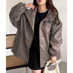 ショッピングアンドミー ブルゾン アウター フェイクレザーオーバージャケット レディース