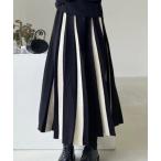 スカート 配色切り替えニットスカート