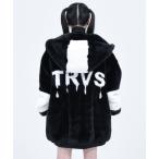 ジャケット ブルゾン 「TRAVAS TOKYO/トラバス トーキョー」Drip Logo Faux Fur Hoodie/ハイネックファーパーカー