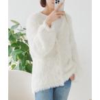 カーディガン シャギーニットVネックロングカーディガン レディース