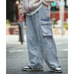 カーゴパンツ 「SIDEWAY STANCE」ケミカルウォッシュ デニム ワイドカーゴパンツ メンズ レディース