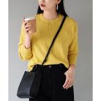 tシャツ ワッフルニット プルオーバー「クルーネック」 レディース