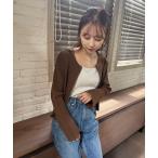 レディース カーディガン クロップドＺＩＰニットカーディガン　975379