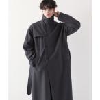 メンズ コート トレンチコート Drape slit trench long coat「WOOLLYTEC/ウーリーテック」ドレープスリットハイネック