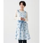 エプロン フラワーストライプエプロン