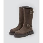 ショッピングエンジニア ブーツ GENOVA スウェード エンジニアミドルブーツ 4.5cm TAUPE レディース