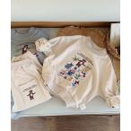 スウェット aimoha-KIDS- 韓国子供服 かわいいレトロ調クマプリントスウェットセットアップ