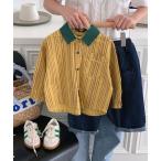 セットアップ aimoha-KIDS- 韓国子供服 　配色襟ストライプ柄シャツ
