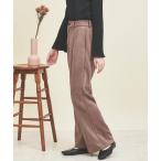 パンツ 「150cm前後の小柄さんサイズ」スウェードライクセミフレアパンツ「ウォッシャブル・高伸縮」 レディース