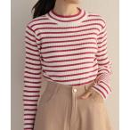 ニット セーター ハイネックボーダーリブニット レディース