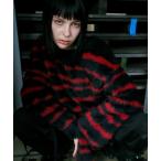 セーター ニット AIVER　ミンク起毛フェザーヤーンボーダーニット メンズ レディース