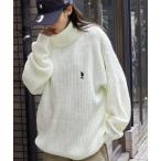 セーター ニット U.S. POLO ASSN. / ユーエスポロアッスン 別注 ロゴ刺繍 ビッグシルエット タートルネックニット メンズ レディース
