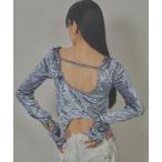 tシャツ クラッシュベロアクロップドトップス レディース