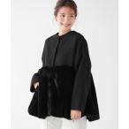 ノーカラーコート コート エコファードッキングペプラムコート レディース