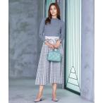 ワンピース 「洗える」千鳥柄ニットプリーツワンピース