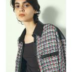 ブラウス シャツ ツイードコンビシャツブラウス レディース