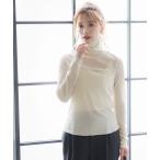tシャツ Tシャツ レディース メロウ加工シースルータートルネックカットソー