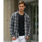 シャツ 「SOMEDIFF」ピグメント加工オンブレチェックネルシャツ メンズ ブロックチェック 長袖シャツ ビッグシルエット 秋服 メンズ