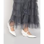 ショッピングウェッジソール パンプス ウェッジソール ポインテッドトゥ ストラップパンプス