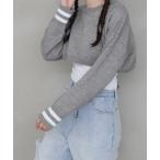 ニット セーター ライン入りショート丈ニット レディース