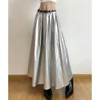 スカート メタリックシルバーロングスカート culw565