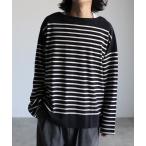 tシャツ 「USAコットン」ヘビーウエイト オーバーサイズ ルーズ ボーダー バスク ロンT 「ユニセックス」 メンズ レディース
