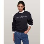 トレーナー スウェット モダンベーシッククロップドロゴクルーネックスウェットシャツ レディース