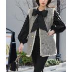 ショッピングツイード ベスト ジレ ツイードフリンジジレ ベスト フォーマル セレモニー 卒業式 卒園式 入学式 入園式 レディース