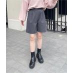 パンツ ハイウエストタックハーフパンツ レディース