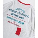 tシャツ 古着風 ヴィンテージカフェ 袖 バックプリント オーバーサイズ ロンT 長袖Tシャツ トップス レディース メンズ レディース メンズ