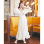 ワンピース パフスリーブツイードワンピース レディース