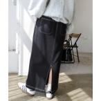 ショッピングアンドミー スカート 配色ステッチ裏起毛スウェットロングタイトスカート