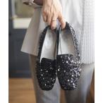 ローファー きらめくローヒールローファーパンプス レディース