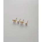 ピアス 「金属アレルギー対応」 キュービック ジルコニア リボン ピアスセット / サージカルステンレス 316L レディース