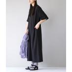 ワンピース 「見た目はON、着心地はOFF。」こなれリラックス 半袖ハイネックワンピース