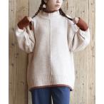 ニット セーター バイカラー ハイネックニット レディース