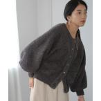 カーディガン ラメ混ショート丈ラグランニットカーディガン レディース