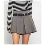 スカート ベルト付きプリーツスカ�