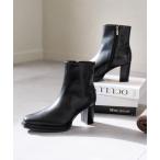 ブーツ スクエアトゥ厚底ストームショートブーツ レディース