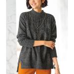 ニット セーター ミックス調ケーブルニットプルオーバー レディース