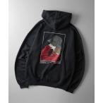 パーカー イラストバックプリント / ワンポイント刺繍 ビッグシルエット プルオーバーパーカー フーディー カットソー ユニセックス「ILL'S」 メ