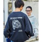 スウェット メンズ 限定展開 SHE WOLF DINER×FREAK'S STORE/シーウルフダイナー 別注 ビッグシルエット バックプリント ク